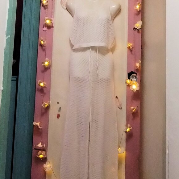 White (S) Loose Mesh Lounge Outfit - Picture 2 of 11